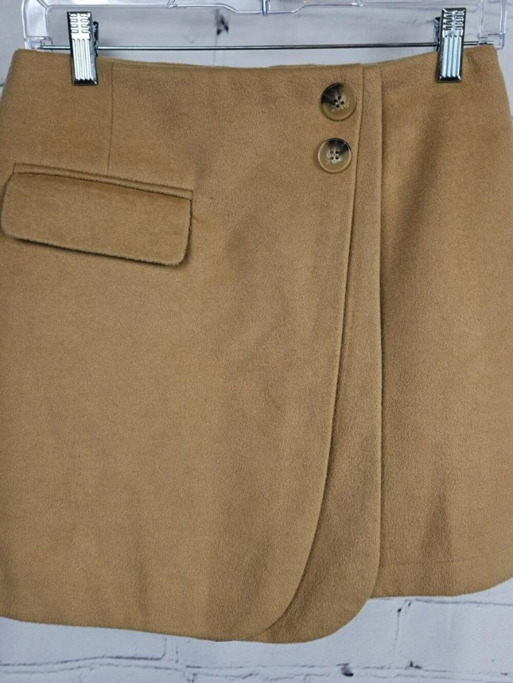 Chicwish Camel Wrap Front Mini Skirt Skort Womens S Fall Academia Minimalist